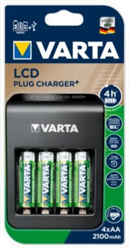 Varta LCD Plug Charger+ Batterieladegerät in Schwarz für NiMH-Akkus (AA, AAA und 9V) inklusive 4 Akkus - Bild 4