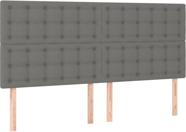 vidaXL LED Kopfteil Dunkelgrau mit USB-Ladeport und integrierter Beleuchtung, Breite: 200 cm, Tiefe: 5 cm, Höhe: 128 cm - Bild 1