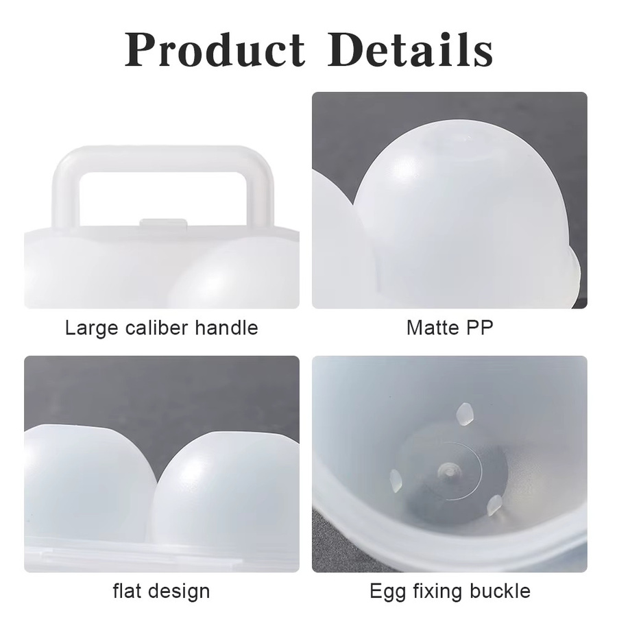 Shunmaii Eierbox mit Griff und Snap-Lid, transparenter Eierbehälter mit 2 Gittern zum sicheren Aufbewahren für Camping und Picknick - Bild 3