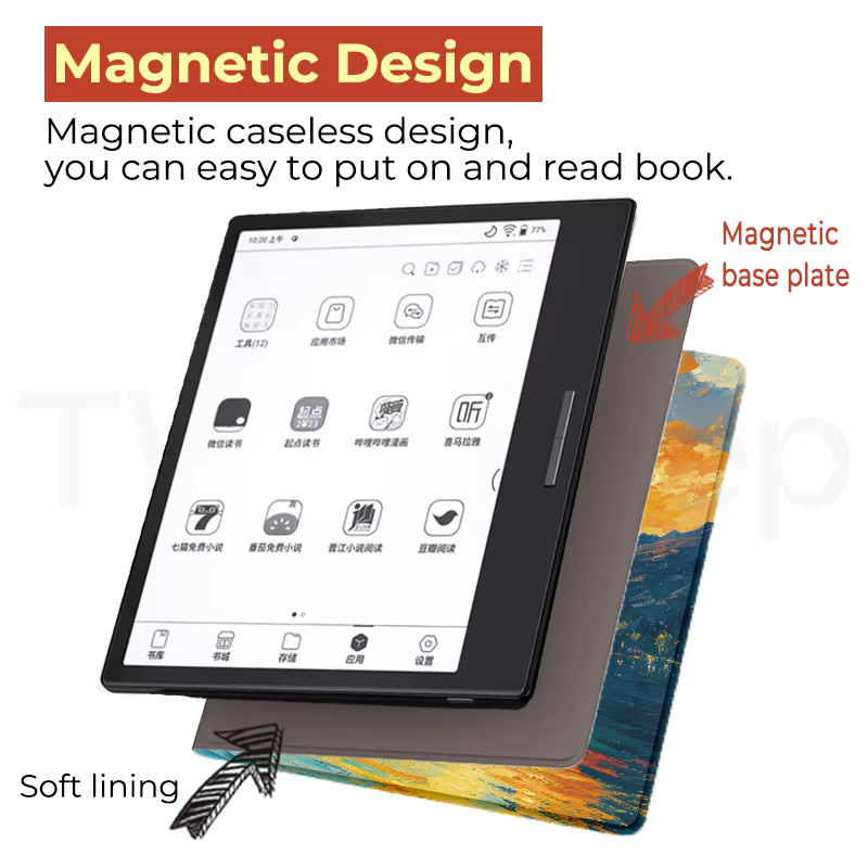 Twosheep Schutzhülle mit Cartoon-Illustrationen für Boox Go7, Go Color7, Page und Leaf3, Magnetabdeckung mit Auto Wake/Sleep Funktion, Mehrfarbig - Bild 4