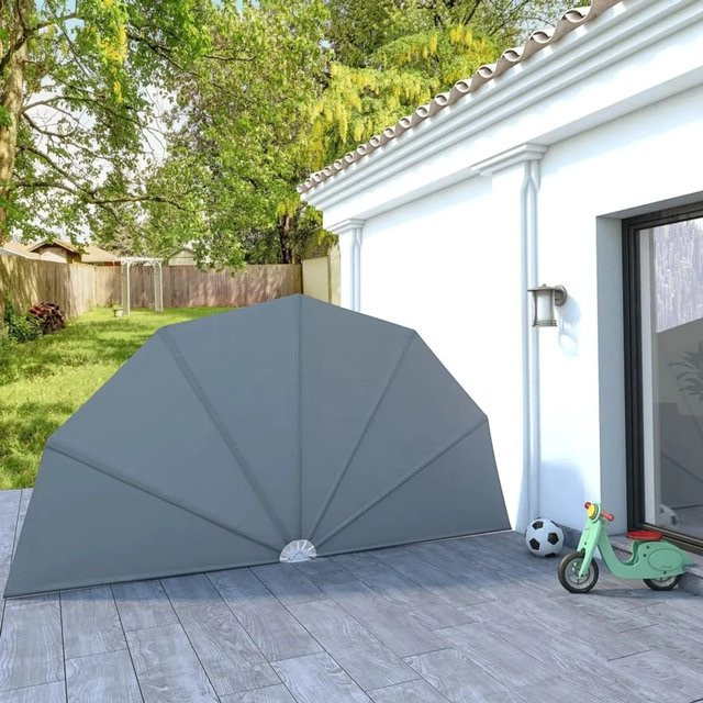 Furnicato Faltbarer Terrassen-Seitenfächer aus Polyester und Stahl, Grau, Höhe: 200 cm, Breite: 130 cm - Bild 1