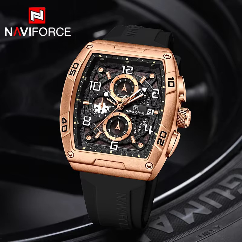 NAVIFORCE Chronograph, Quarz, Silikon, Schwarz, Herren - Bild 2