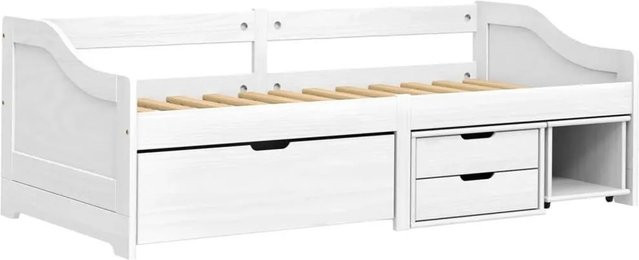 vidaXL Tagesbett IRUN aus Massivholz Kiefer mit 3 Schubladen, Weiß, B/T/H: 90 x 200 cm - Bild 1
