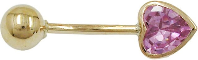 Gallay Bauchnabelpiercing Banana, 14Kt Gold, Zirkonia-Herz, pink - Bild 1