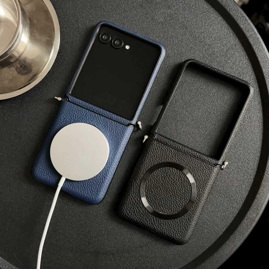 MagSafe kompatible Schutzhülle aus Litchi-PU-Leder für Motorola Moto Razr 60 50 Ultra Plus 2024 in Schwarz - Bild 3
