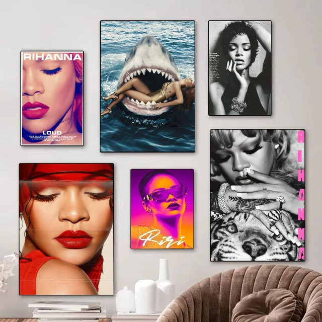 Vintage Poster Rihanna Popmusik Wasserfester Papieraufkleber Multicolour für deine Wanddekoration - Bild 1