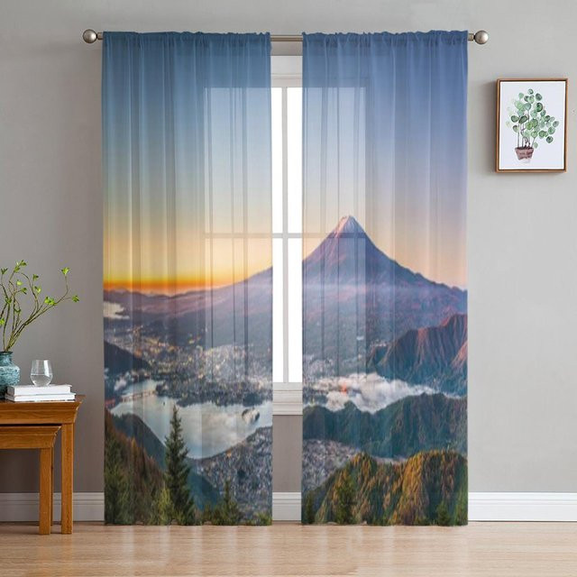 Super Six Transparente Tüll-Fenstervorhänge aus Chiffon in Grau, Breite: 135 cm, Höhe: 114 cm - Bild 1