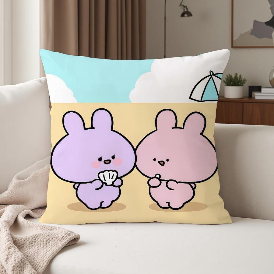 Niedliche Cartoon A-Asamimichan Kissenhülle aus Peach Skin für Schlafzimmer, Wohnzimmer und Auto, B/H: 18 x 18 cm - Bild 3