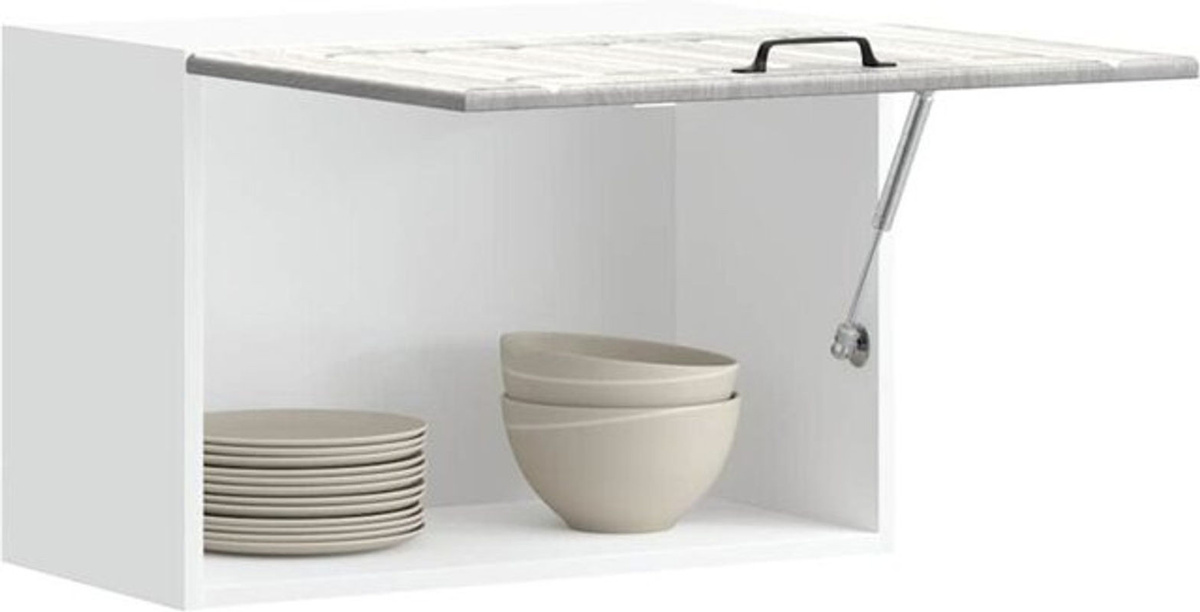 Küchen-Hängeschrank Lucca von vidaxl in Grau aus Holzwerkstoff mit Glaselement und Drehtüren, B/H/T: 60 x 40 x 31 cm - Bild 1