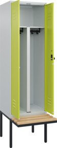 C+P PSA Doppel-Spind Classic PLUS Sitzbank mit 2 Abteilen aus Buche-Hartholz und Stahl, B/T/H: 212 x 60 x 81,5 cm - Bild 1