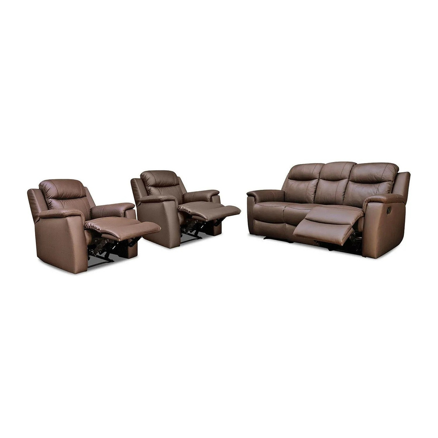 Vente-unique Couchgarnitur Evasion aus Rindsleder in Braun mit Sesseln, Breite: 205 cm, Tiefe: 95 cm, Höhe: 96 cm - Bild 2
