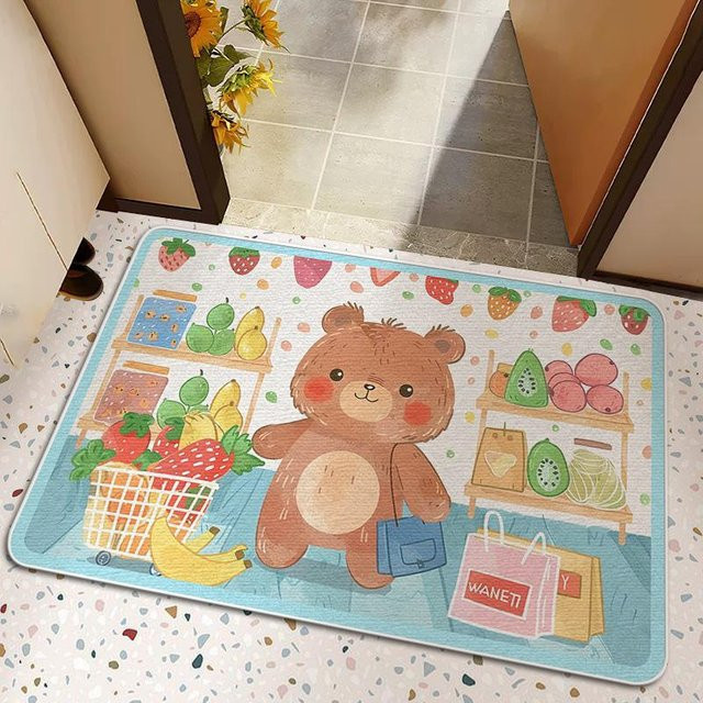 Rutschfeste Bodenmatte mit Tier-Motiv in Multicolour, Saugfähige Teppichmatte für Eingang, Badezimmer oder Schlafzimmer, B/T: 60 x 40 cm - Bild 1