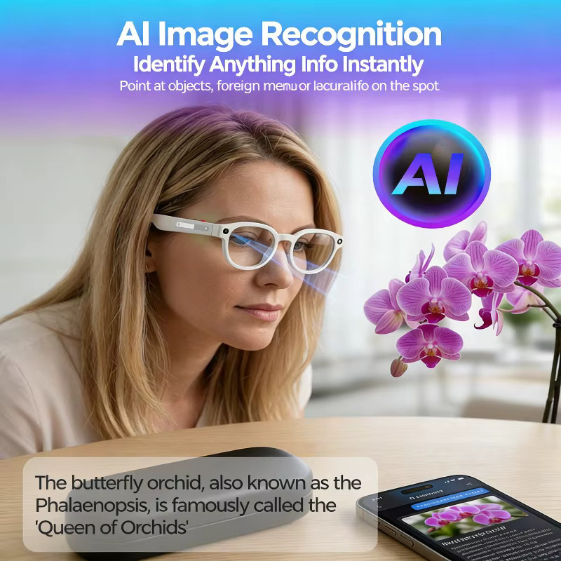 VIVO KI-Smart-Brille in Schwarz mit 2MP Kamera, Videoaufnahme, KI-Übersetzung und WLAN-Übertragung - Bild 3