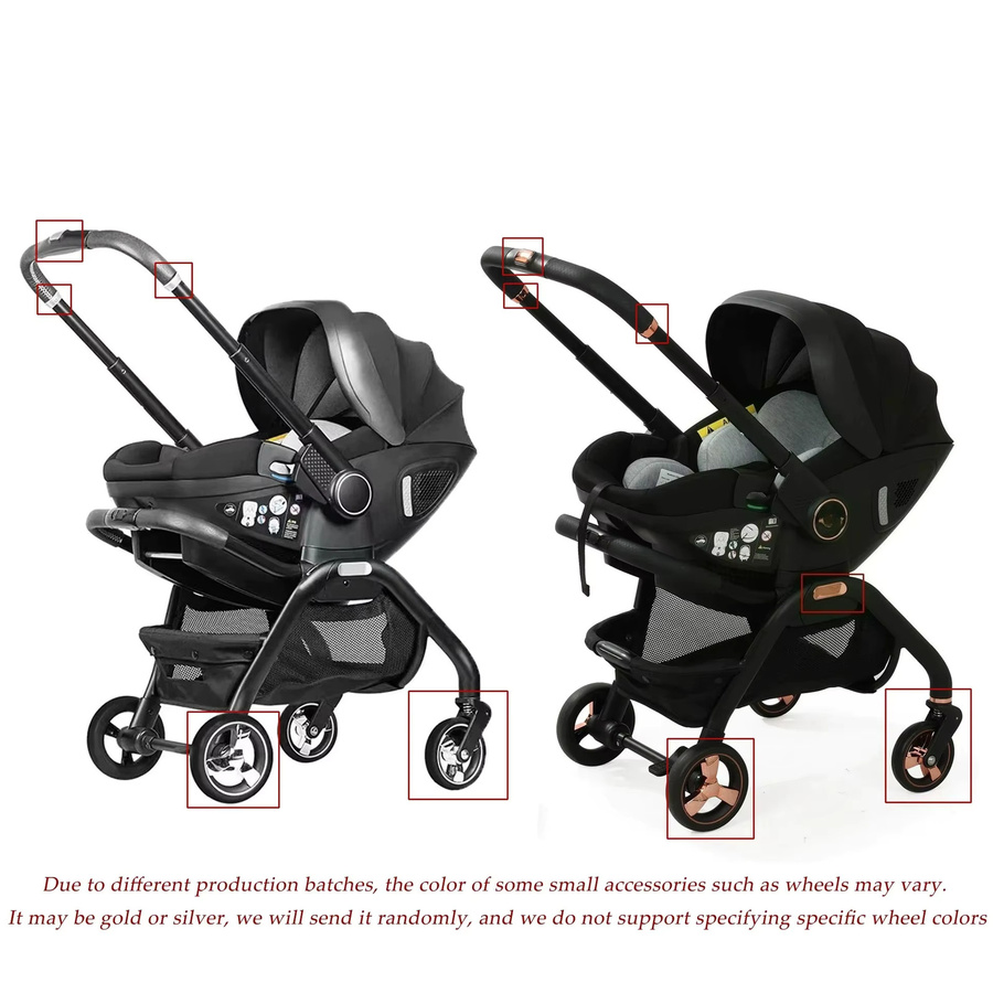 LUVCHAIN 3-in-1 Kombi-Kinderwagen mit faltbarem Gestell und verstellbaren Armlehnen, Schwarz - Bild 3