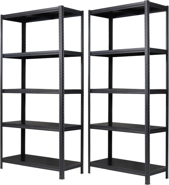 Albatros SR2B Premium Schwerlastregal Schwarz mit 5 verstellbaren Ablagen, H x B x T: 180 x 90 x 40 cm - Bild 1
