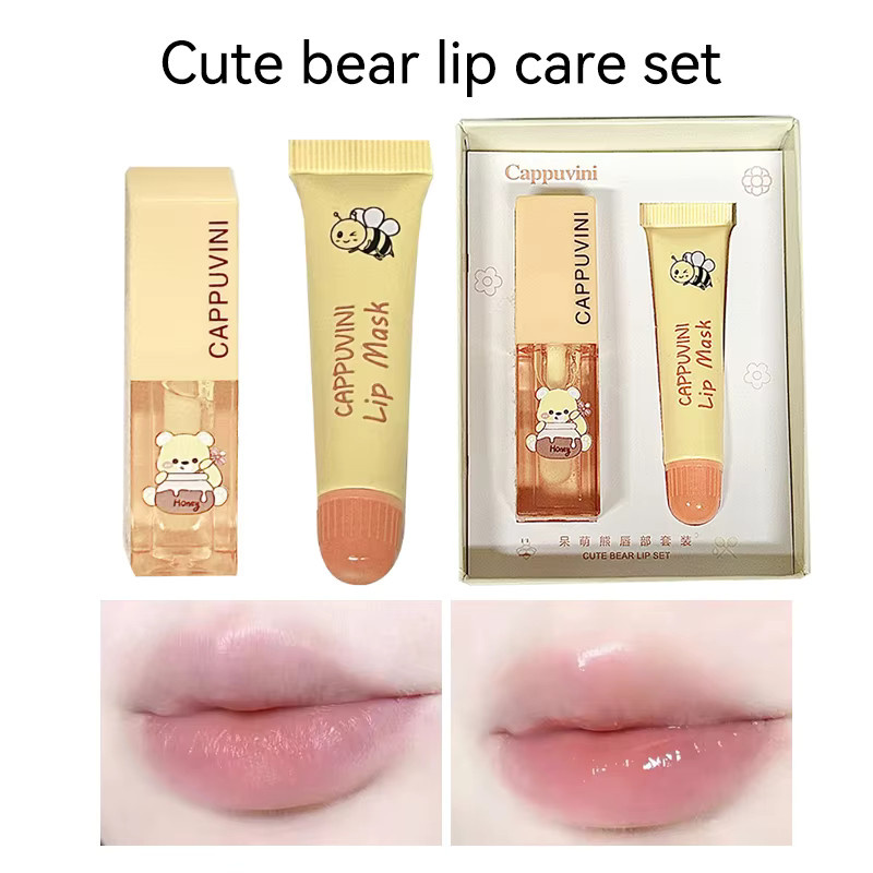 Cappuvini Honig Lippenpflege-Set, Lippenöl und Lippenmaske, Unisex - Bild 2