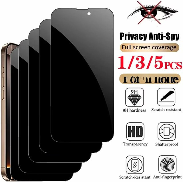 Samsung Privacy Tempered Glass Anti-Spy Displayschutz für A55 5G A56 5G A15 A16 A17 A07 A36 5G A52 A51 A50 A53 A73 A05, Transparent - Bild 1