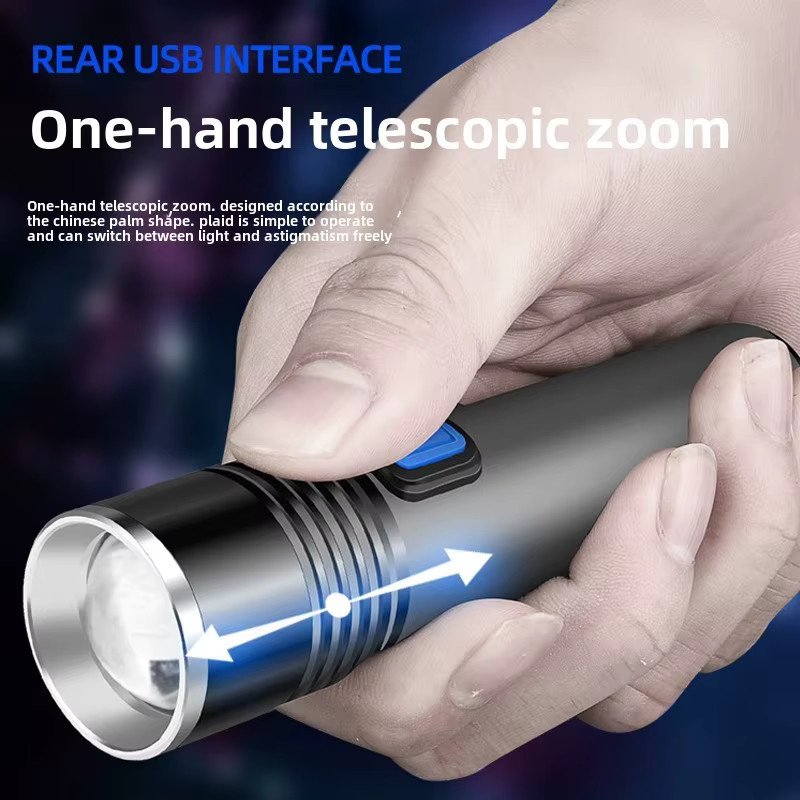 BALDR Mini Tragbare LED-Taschenlampe mit Zoom-Funktion und Licht-Detektion in Lila - Bild 4