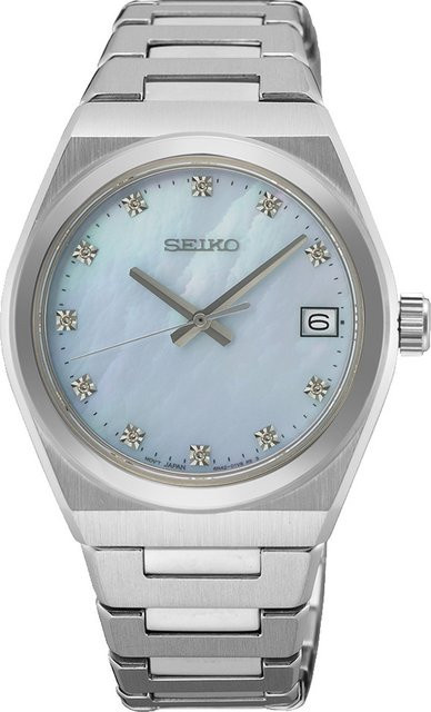 Seiko Armbanduhr, Diamant, Quarz, Edelstahl, Blau, 34 mm, Damen - Bild 1