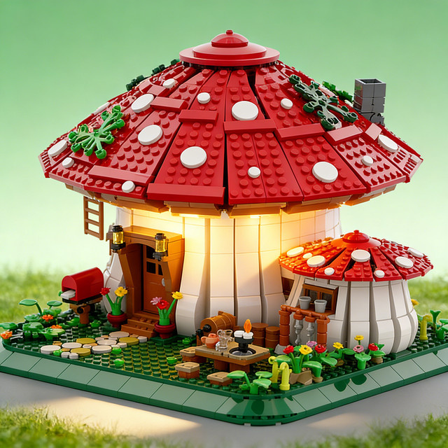Doubuilt Verzaubertes Waldmärchen-Pilzhaus, Mikro-Mini-Bausteine - Bild 1