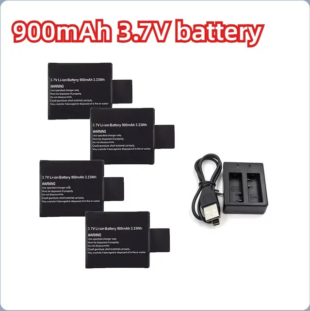 SJCAM Li-Ionen-Akku 900 mAh 3,7 V für SJ4000 SJ5000 SJ6000 WiFi Sport Action Kamera in Schwarz - Bild 1