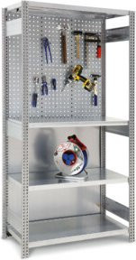 Regalwerk Werkstatt-Regal Anbaufeld Stecksystem aus Stahl, verzinkt, Farbe: Silber/Grau, H x B x T: 200 x 100,5 x 50 cm - Bild 1