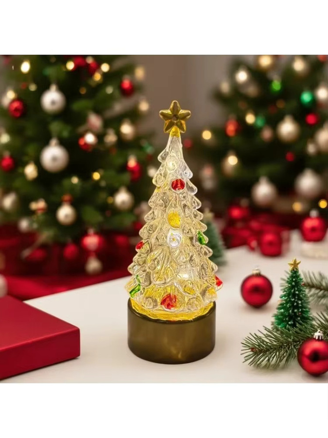 Feimefeiyou LED Mini Weihnachtsbaum Nachtlampe als leuchtende Weihnachtsdekoration für den Schreibtisch und das Nachttischregal, batteriebetrieben - Bild 4