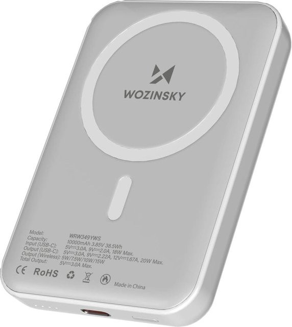 Wozinsky Externer Wireless Akku WZK WRW349YWS, 10000mAh, 20W, PD + Qi, Weiß - Bild 1