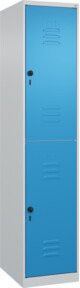 C+P Doppelstock-Spind Classic PLUS mit 1 Abteil, Stahl, Grau/Blau, H x B x T: 185 x 40 x 50 cm - Bild 1