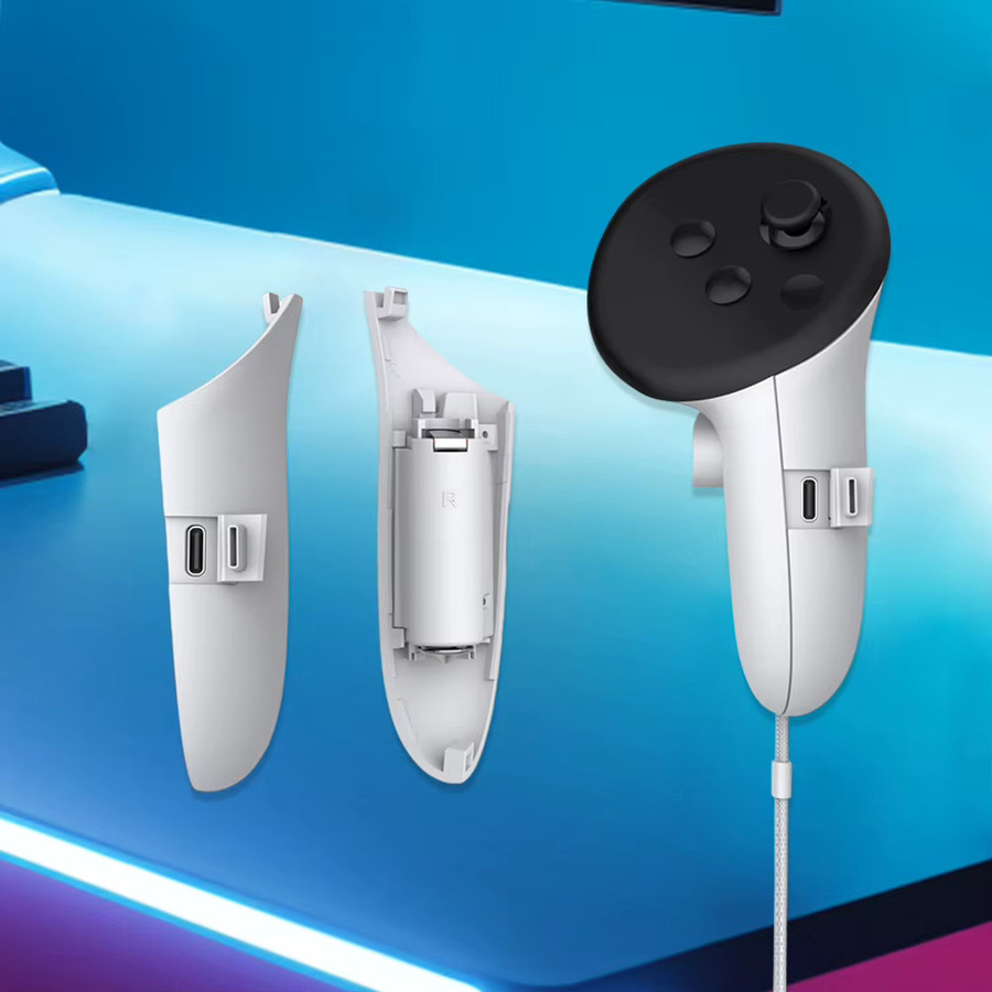 ALIILEE VR-Controller Akkupack für Meta Quest 3S und Meta Quest 3, Wiederaufladbarer Akku-Deckel Rechts und Links, Farbe: Weiß - Bild 3