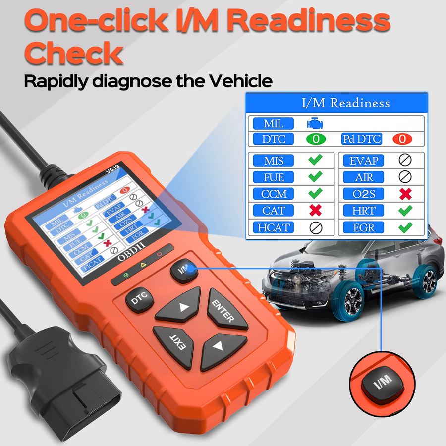 RUOGINSS OBD2-Diagnosescanner in Orange mit Motorlichtcodeleser, Batteriespannungstester und Reset-Funktion - Bild 5