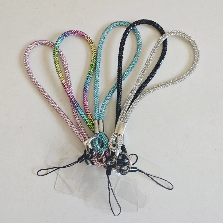 Glitzer Strass Telefon Lanyard in Grau mit Kristall-Design als Handgelenk-Riemen und Schlüsselbund-Zubehör - Bild 2