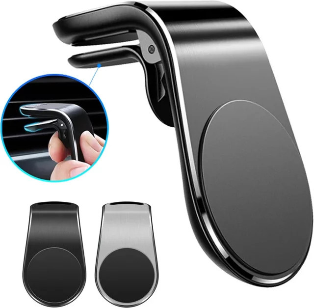 Magnetische L-Form Smartphone-Halterung für das Auto in Schwarz zur Befestigung am Lüftungsschlitz - Bild 1
