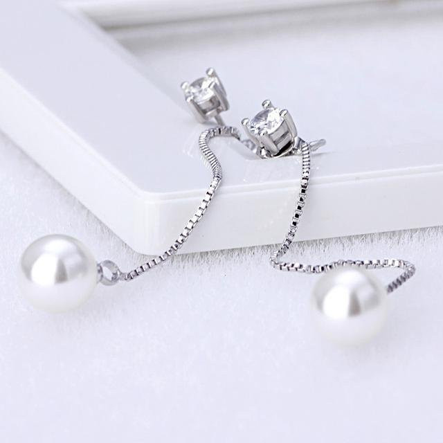 Wucifang Jewelry Ohrringe, Silberfarben, Perle, Zirkonia, Damen - Bild 1