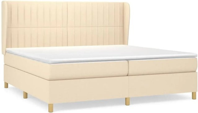 vidaXL Boxspringbett Hybrid mit Matratze und Kopfteil, Farbe Creme/Beige, B/T/H: 200 x 200 x 118 cm - Bild 1