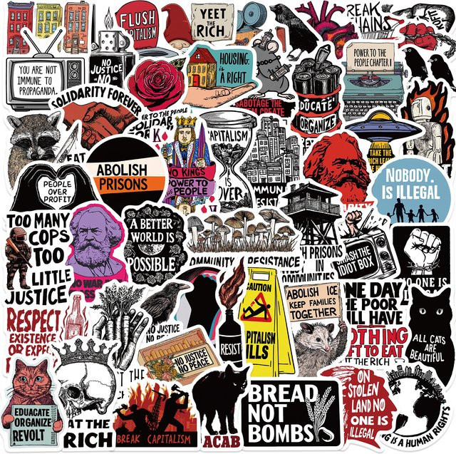 52/104 Stück Radicalismus-Graffiti Aufkleber in Multicolour für kreative Dekoration von Handy, Computer, Gitarre und Schreibtisch - Bild 1