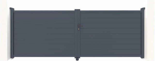 Casanoov Elektrisches Flügeltor Eiger aus Aluminium in Anthrazit und Grau mit Drehtorantrieb Ranger B150, B/H: 400 x 140 cm - Bild 1
