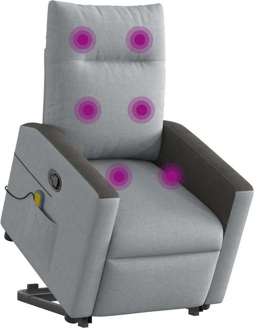 vidaXL Massagesessel mit Aufstehhilfe in Hellgrau und Schwarz aus Stoff mit Armlehnen - Bild 1