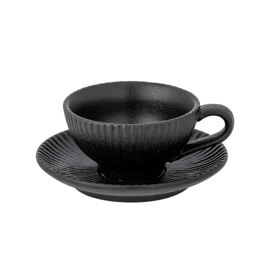 Bloomingville Cappuccinotasse mit Untertasse Neri Schwarz - Bild 1