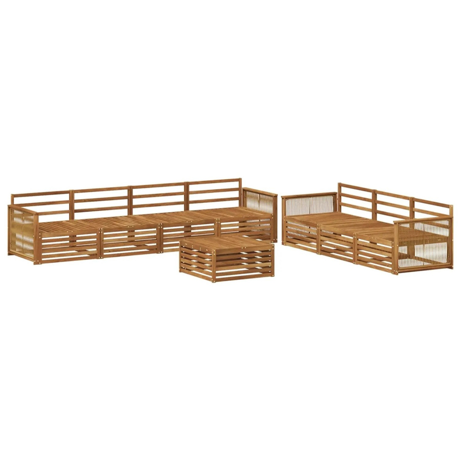 vidaXL Outdoor-Sofagarnitur aus Massivholz Akazie in Natur Braun, 8-teiliges Set mit Tisch und Sitzmöbeln im Latten-Design - Bild 2