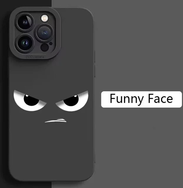 Stoßfeste Silikon Handyhülle mit lustigem Cartoon Angry Face Design für iPhone 15 14 13 12 11 Pro Max X XS XR 7 8 Plus in Schwarz - Bild 1