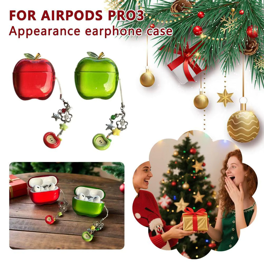 Transparente Apple AirPods Pro 3 Schutzhülle im Apfel-Design aus TPU, wasserdicht und sturzsicher - Bild 2