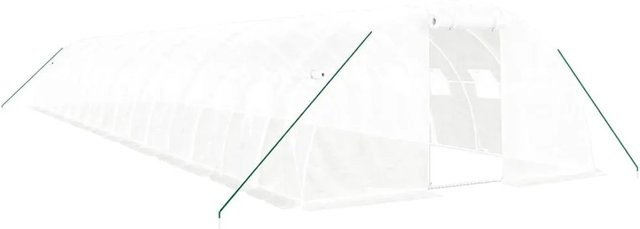 Furnicato Gewächshaus mit Stahlrahmen in Weiß, Fläche: 64 m², B/T/H: 16 x 4 x 2 m - Bild 1