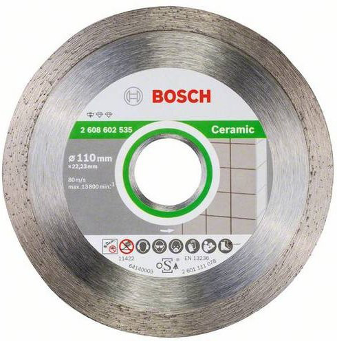 Bosch Diamanttrennscheibe Standard für Keramik in Silber, Durchmesser: 110 mm, Bohrung: 22,23 mm - Bild 1