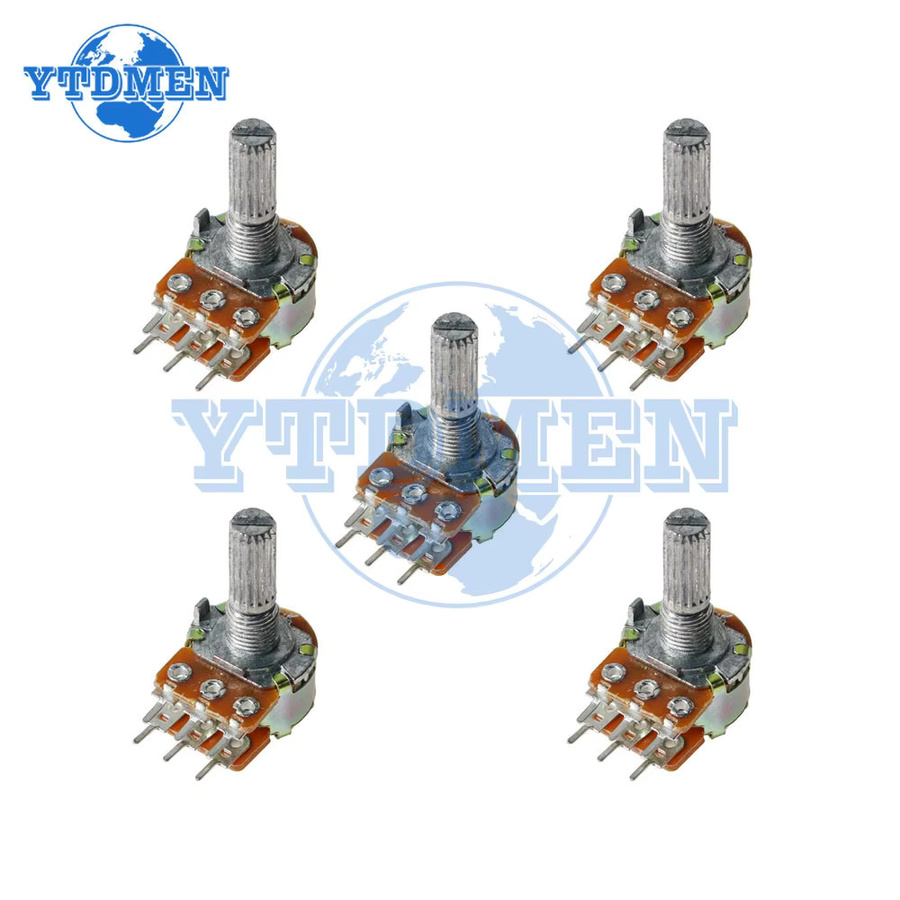 YTDMEN 10er Set WH148 Dual-Gang Potentiometer 6-Pin Variable Widerstände für Audio-Lautstärkeregler in Silber - Bild 2