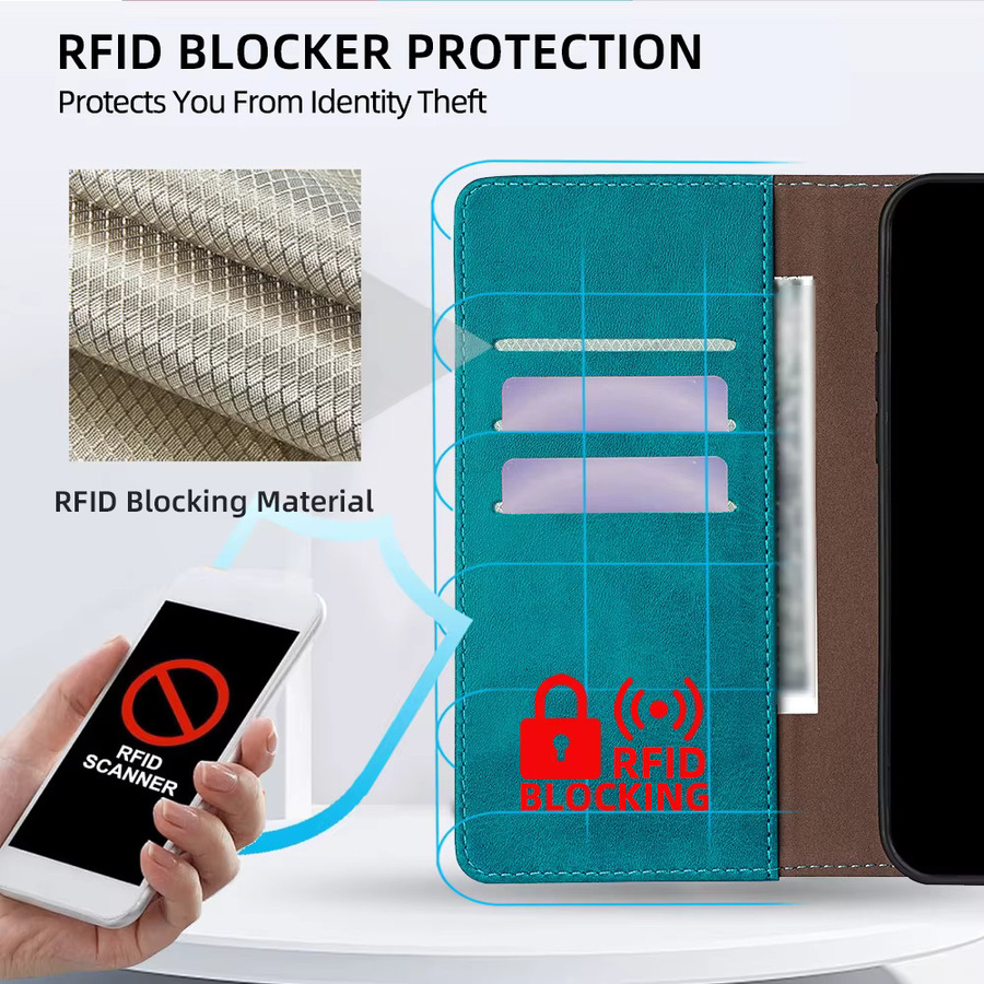 Xiaomi Handyhülle im Brieftaschen-Stil mit Magnetverschluss und RFID-Schutz für Poco C85 C75 C71 C61 C65 C51 C50 in Rot oder Türkis - Bild 2