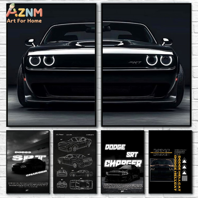 Rastar Dodge Challenger SRT Hellcat Redeye Poster Selbstklebender Wasserfester Papieraufkleber in Schwarz - Bild 1