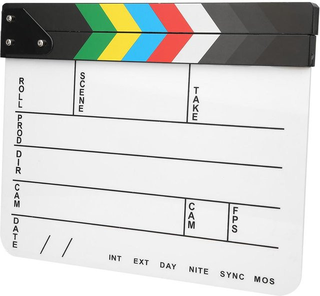 Andoer Profi Filmklappe aus Acryl für Regie und Filmfotografie, B/H: 30 x 25 cm, Bunt - Bild 1