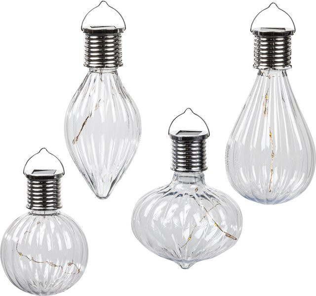 GardenHero Solar-LED-Hängeleuchten Lampen, 4-teiliges Set, Silber und Transparent, Warmweißes Licht - Bild 1