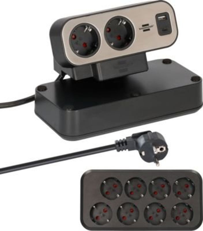 Brennenstuhl Estilo Duplex Tischsteckdosenleiste mit 10 Steckdosen und USB-C & USB-A Anschlüssen in Silber und Schwarz - Bild 2